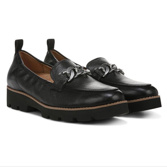 Vionic Women's Cynthia Leather Chain Lightweight Slip On Loafers 8 - Picture 1 of 7